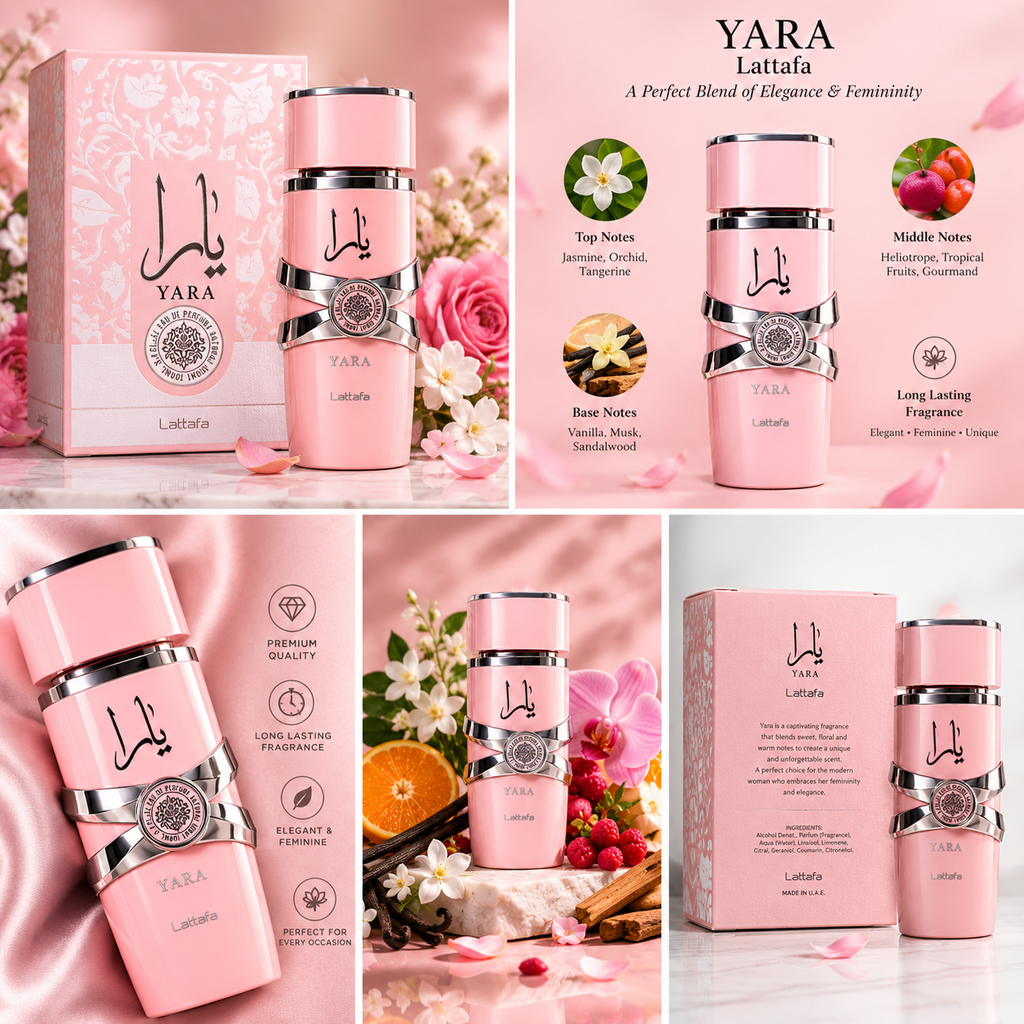 Lattafa Yara - Vanilla, Gourmand, Fruity, Floral - Eau de Parfum Long-Lasting Fragrance for Women, 3.40 Ounce / 100 ml