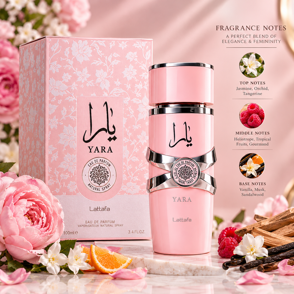 Lattafa Yara - Vanilla, Gourmand, Fruity, Floral - Eau de Parfum Long-Lasting Fragrance for Women, 3.40 Ounce / 100 ml