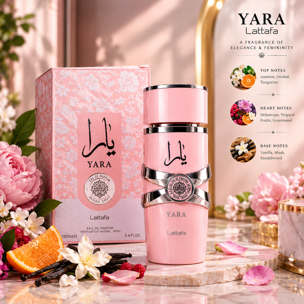 Lattafa Yara - Vanilla, Gourmand, Fruity, Floral - Eau de Parfum Long-Lasting Fragrance for Women, 3.40 Ounce / 100 ml