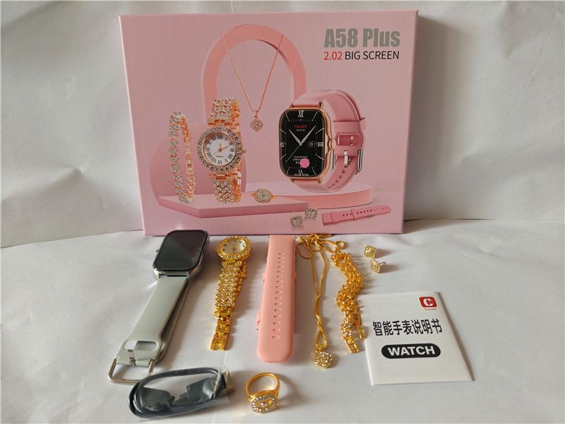 A58 Plus 6-in-1 Smartwatch Set®  .‏A58 Plus مجموعة ساعة ذكية 6 في 1